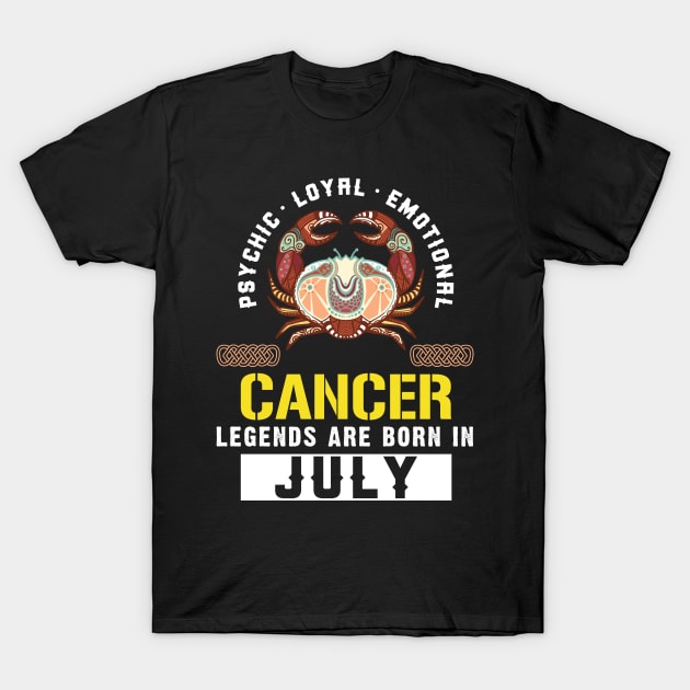 Zodiac Cancer: Born In July T-Shirt by POD Anytime